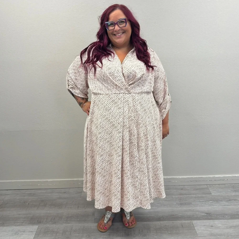 Torrid Watercolor Plaid Collared Dress - New - Size 26 (4)